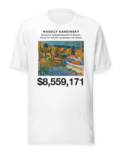 Studie für Herbstlandschaft mit Booten (Study for Autumn Landscape with Boats) by Wassily Kandinsky, on a white t-shirt