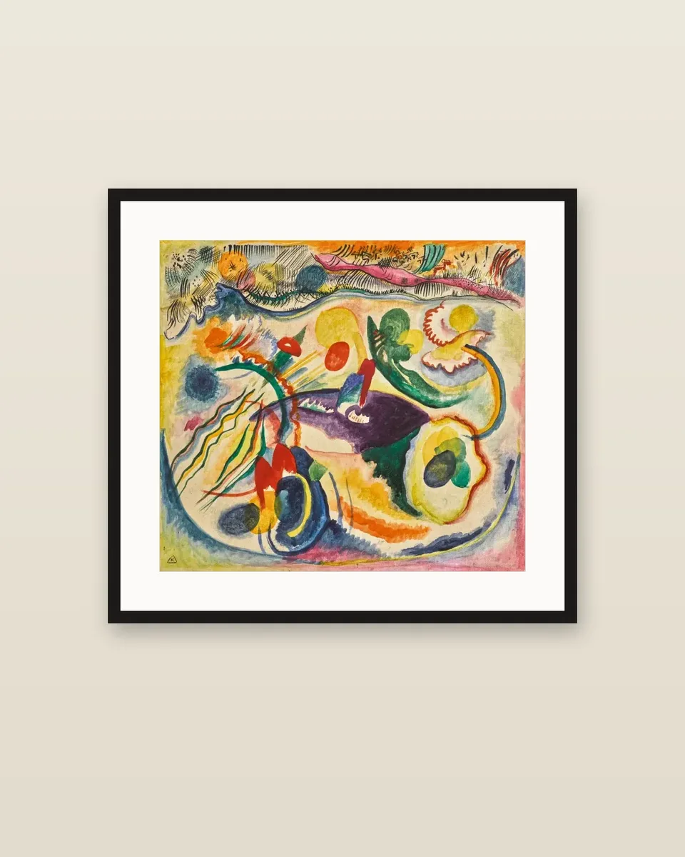 Zum Thema Jüngstes Gericht by Wassily Kandinsky, framed