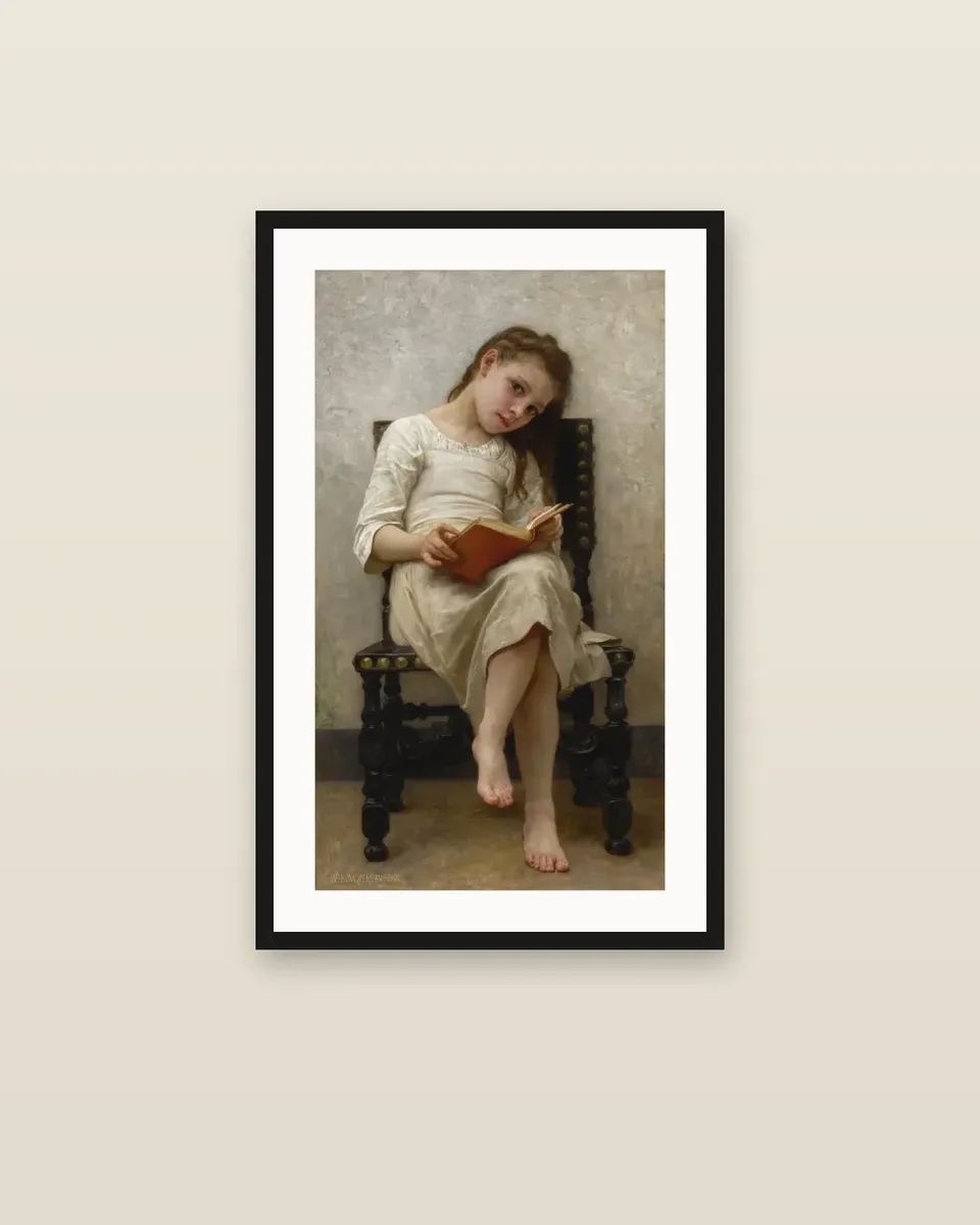 Le livre de prix by William-Adolphe Bouguereau, framed