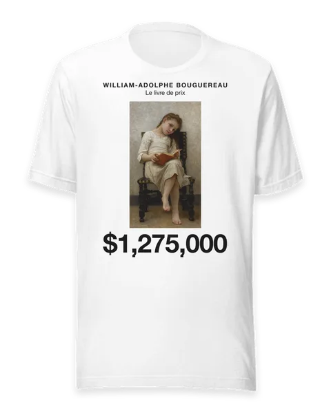 Le livre de prix by William-Adolphe Bouguereau, on a white t-shirt