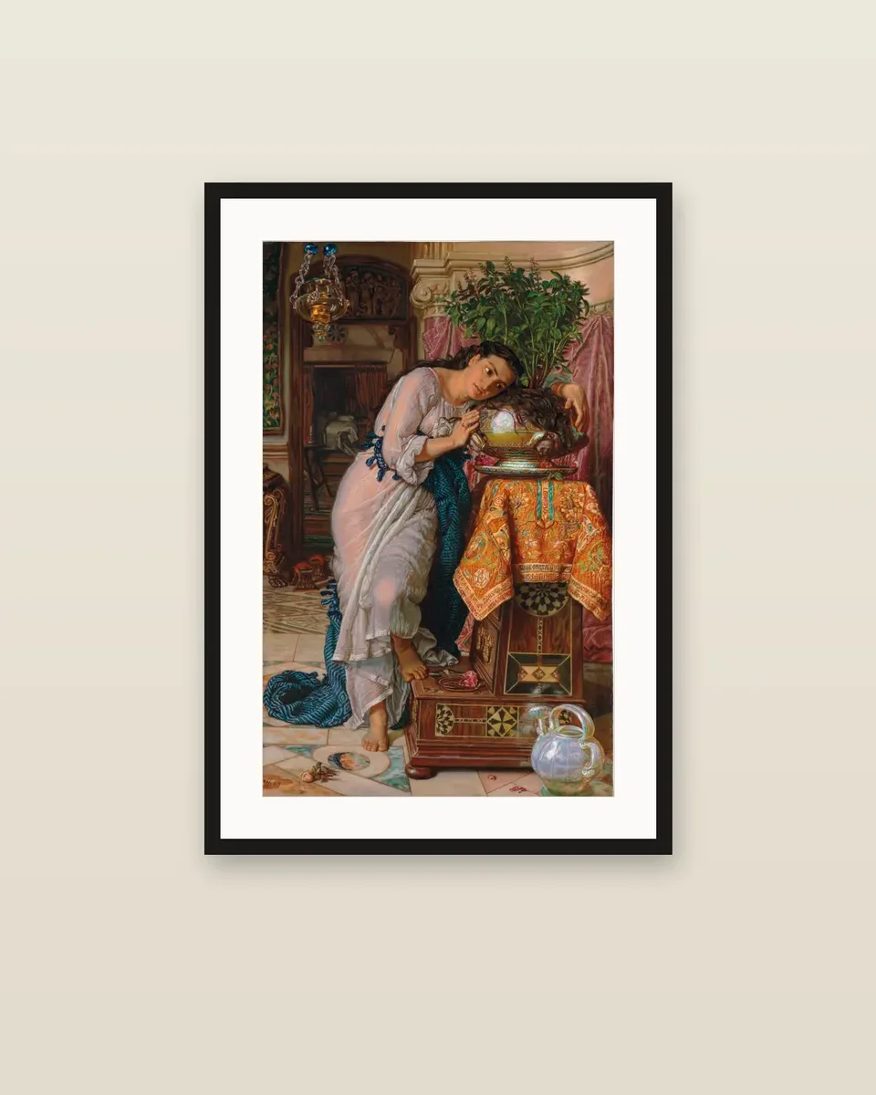 Isabella and the Pot of Basil by William Holman Hunt, framed