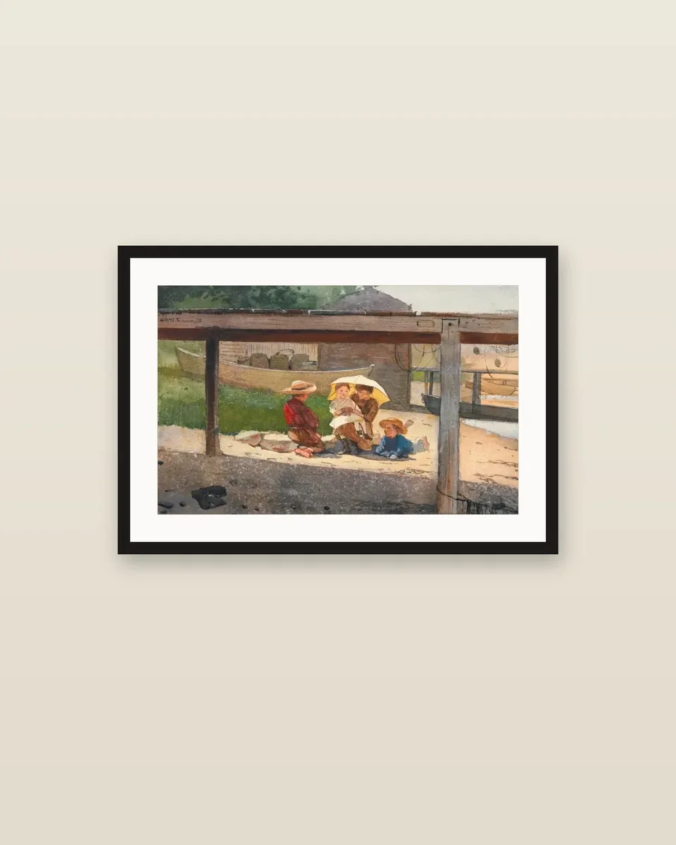 In Charge of Baby by Winslow Homer, framed