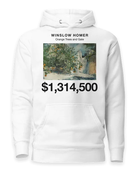Orange Trees and Gate by Winslow Homer, on a white hoodie