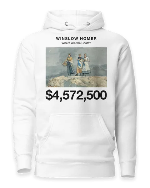 Where Are the Boats? by Winslow Homer, on a white hoodie