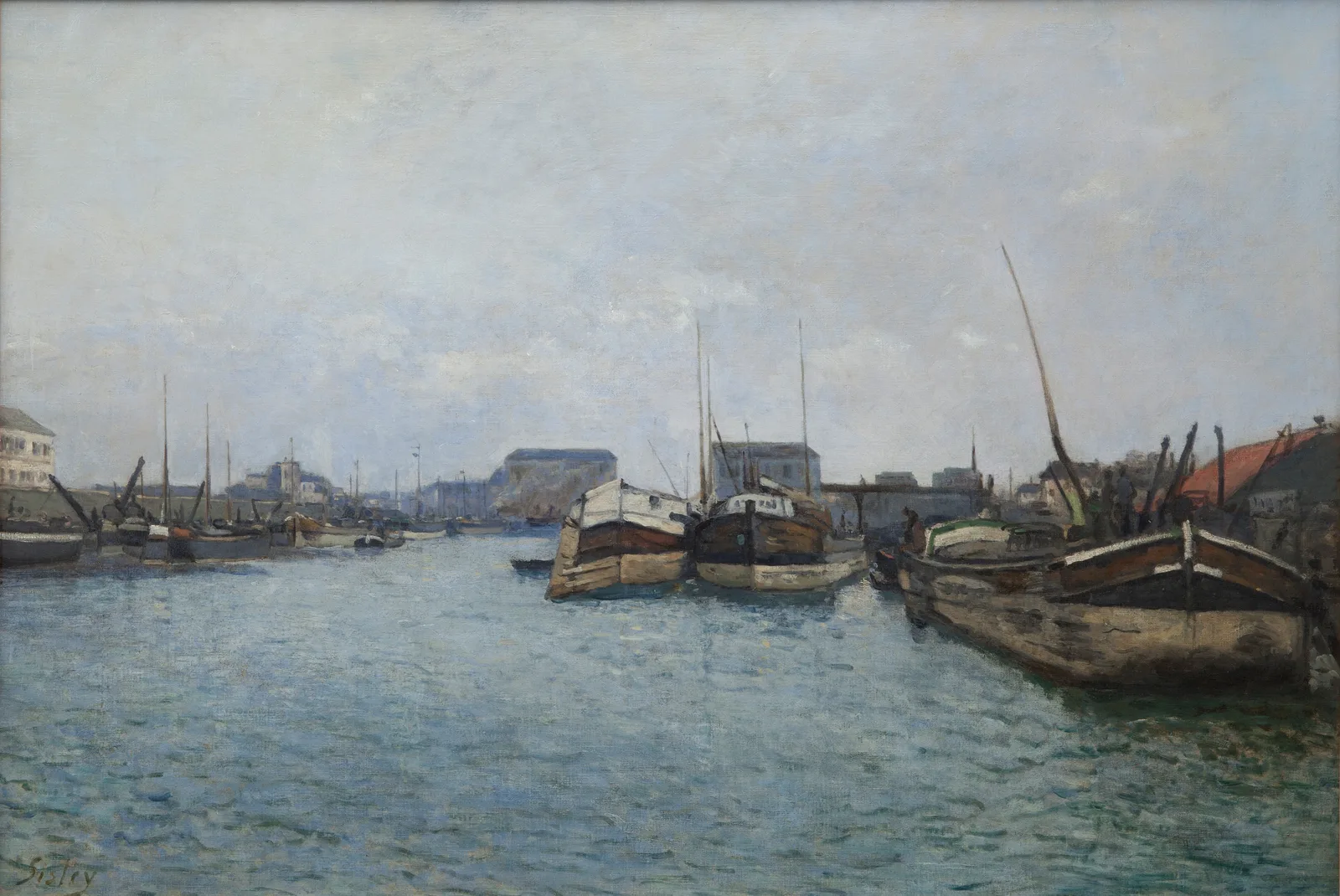 Vue d'un port, les péniches, Alfred Sisley