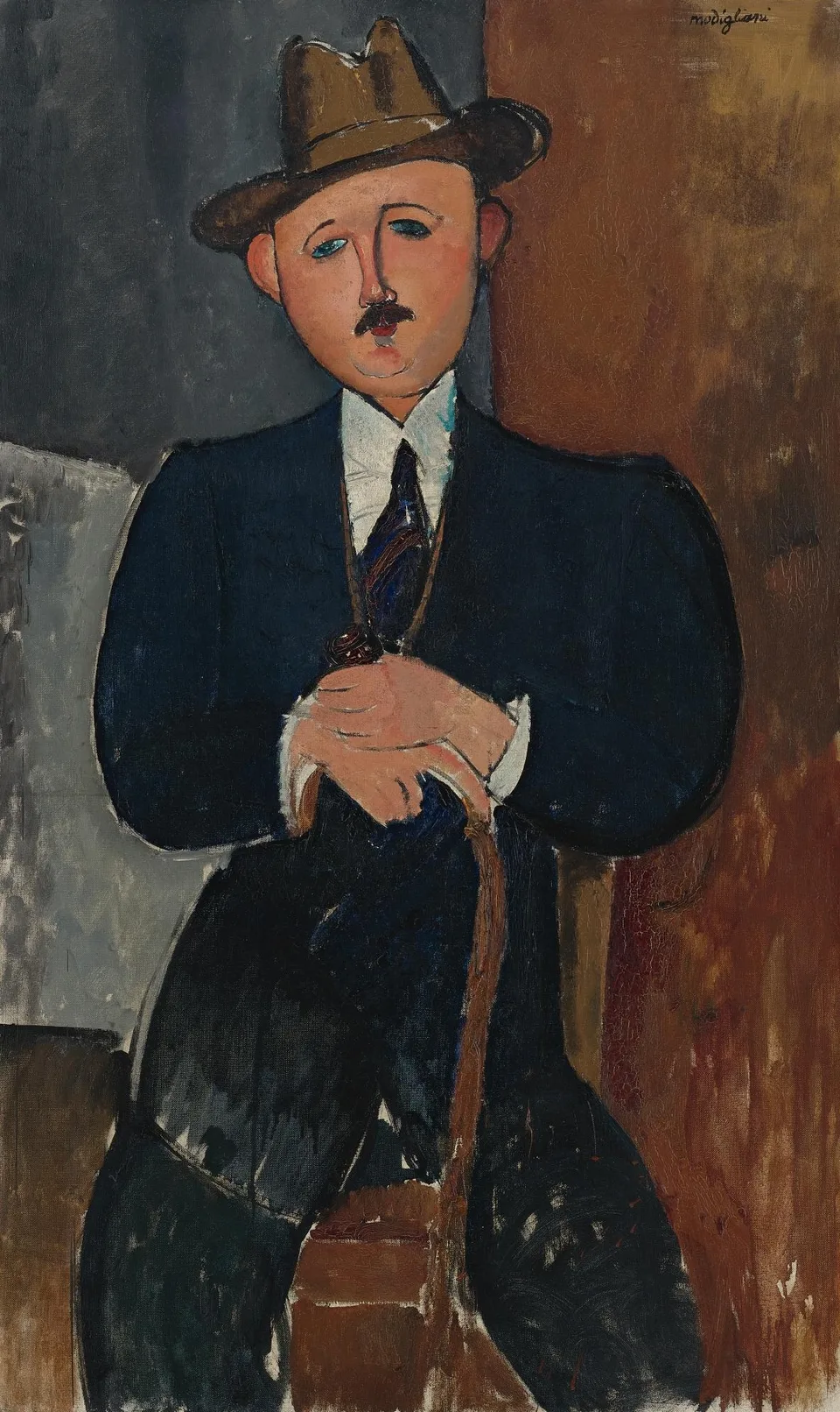 Homme assis à la canne (Seated Man with a Cane), Amedeo Modigliani