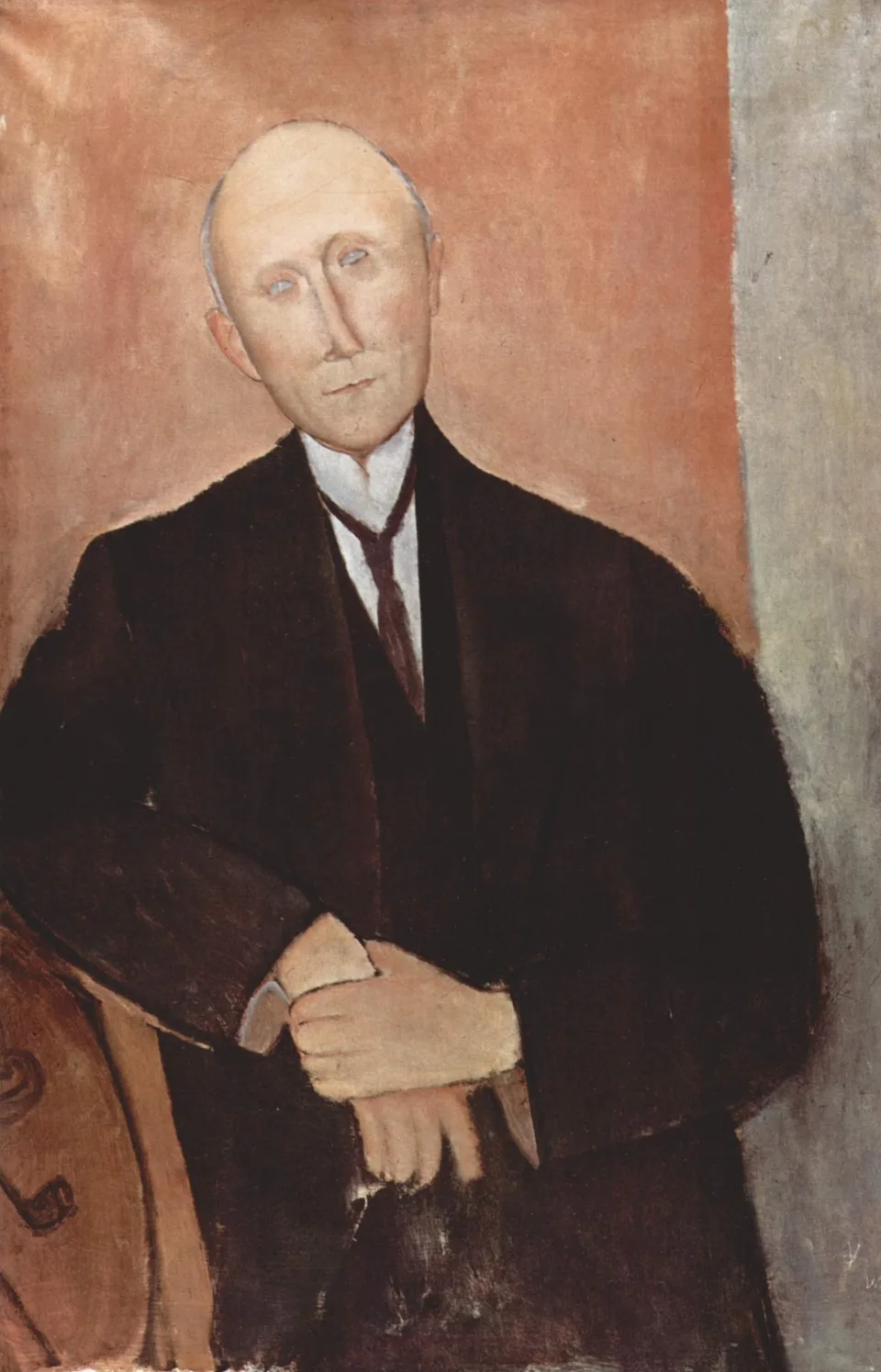 Homme assis sur fond orange, Amedeo Modigliani