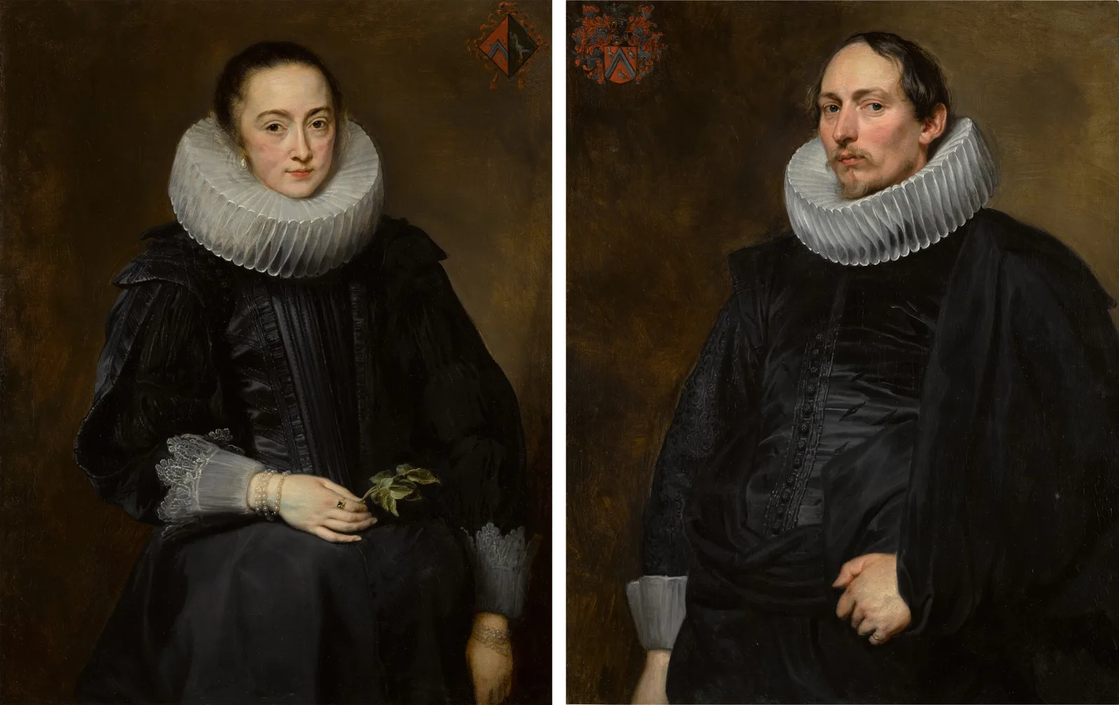 Portraits of Jacob de Witte and Maria Nutius (pendants), Anthony van Dyck