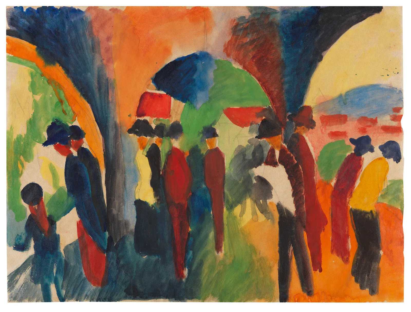 Unter den Lauben von Thun (Ein Spaziergängermotiv), August Macke