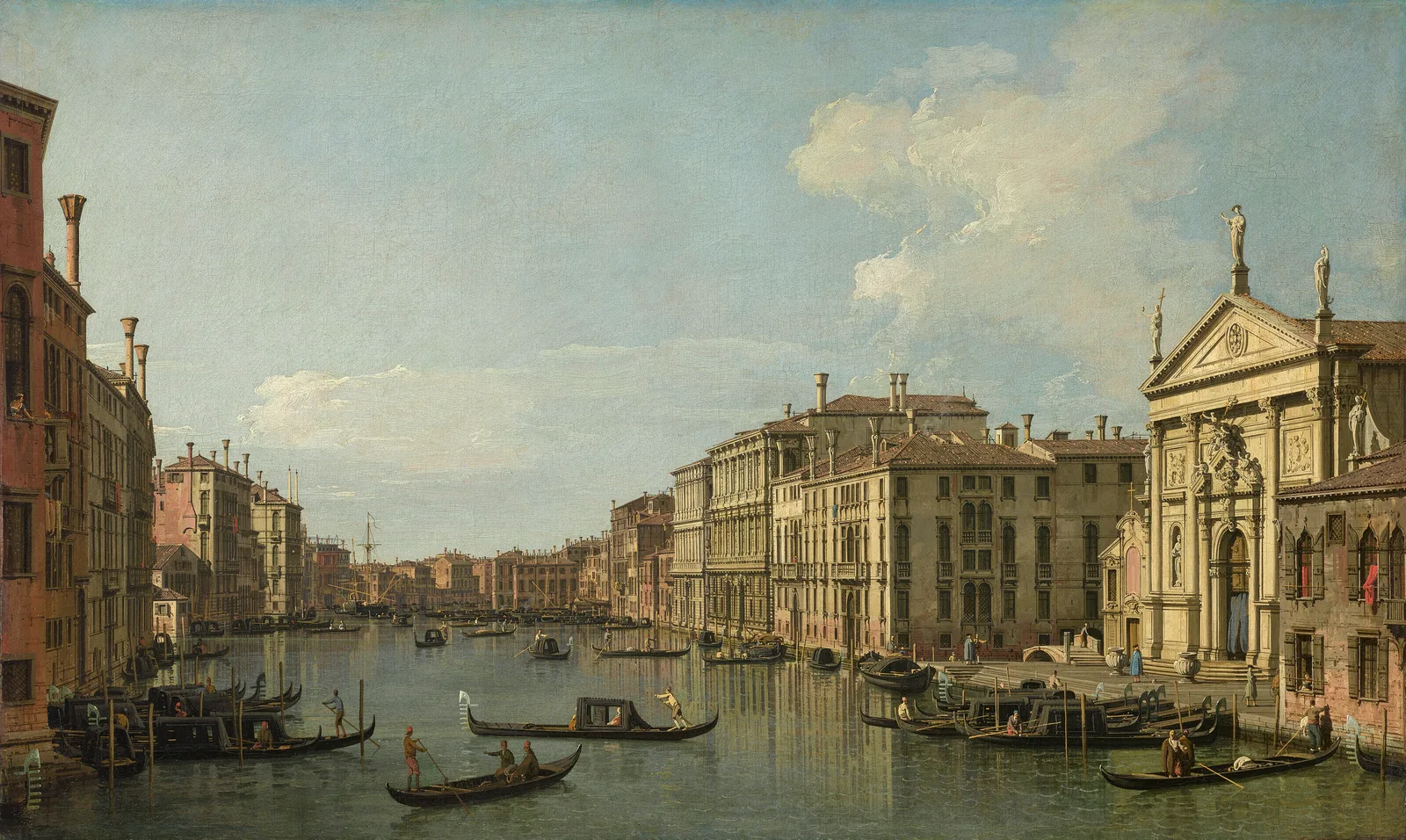 Venice, the Grand Canal, looking south-east from San Stae to the Fabbriche Nuove di Rialto, Canaletto
