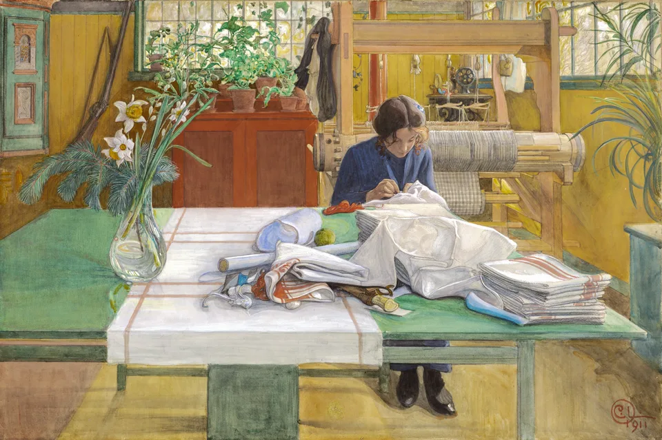 Syende flicka, Carl Larsson