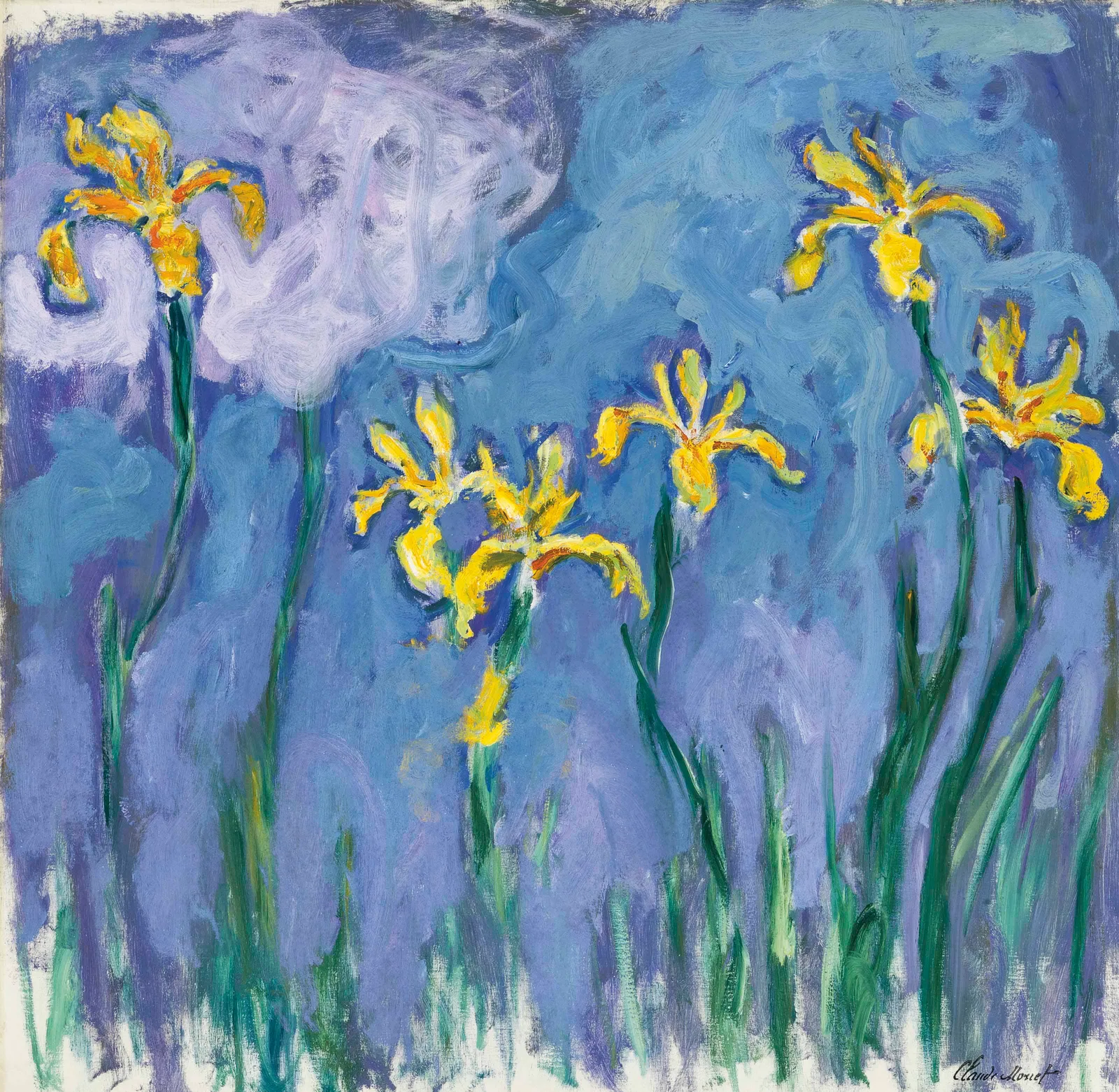 Iris jaunes au nuage rose, Claude Monet