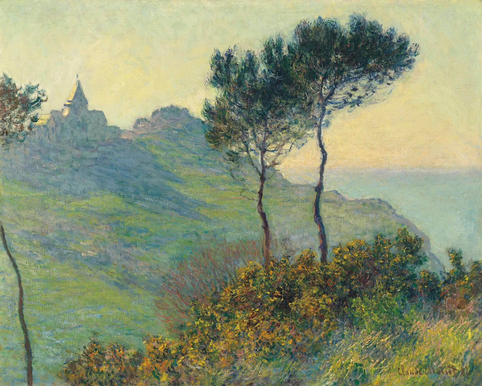 L’Église de Varengeville, soleil couchant, Claude Monet