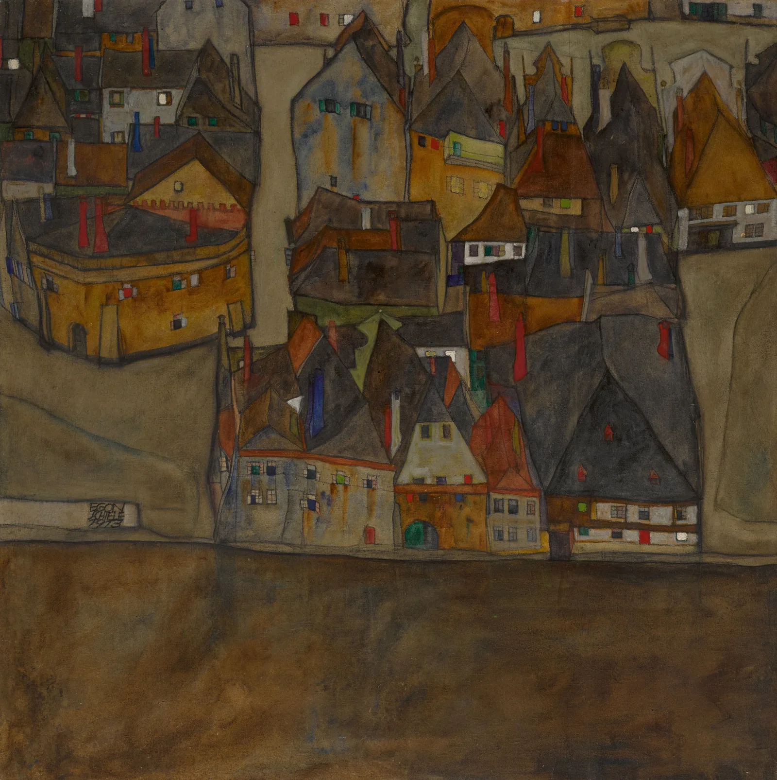 Dämmernde Stadt (Die kleine Stadt II), Egon Schiele