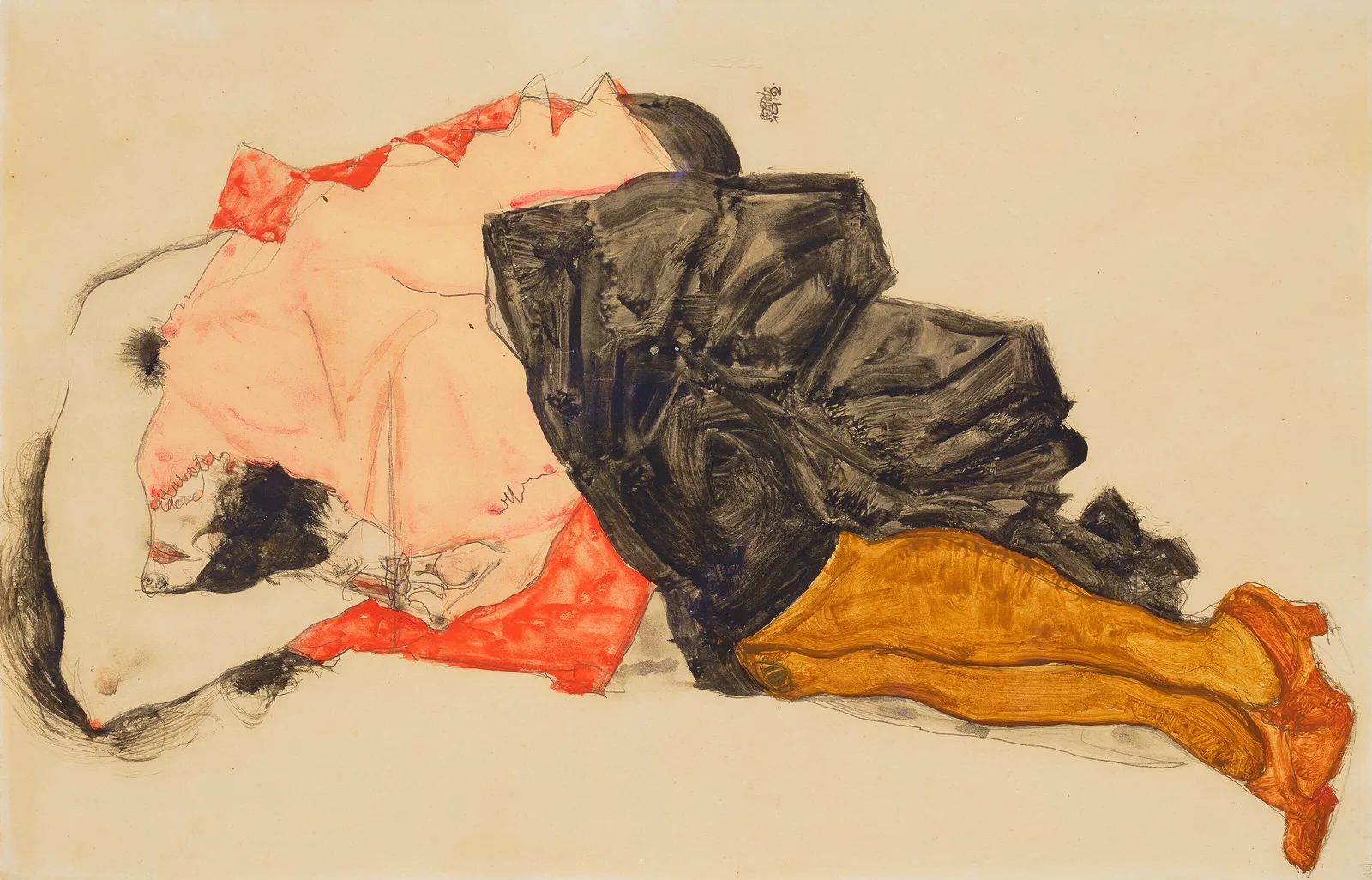 Frau, das Gesicht verbergend, Egon Schiele