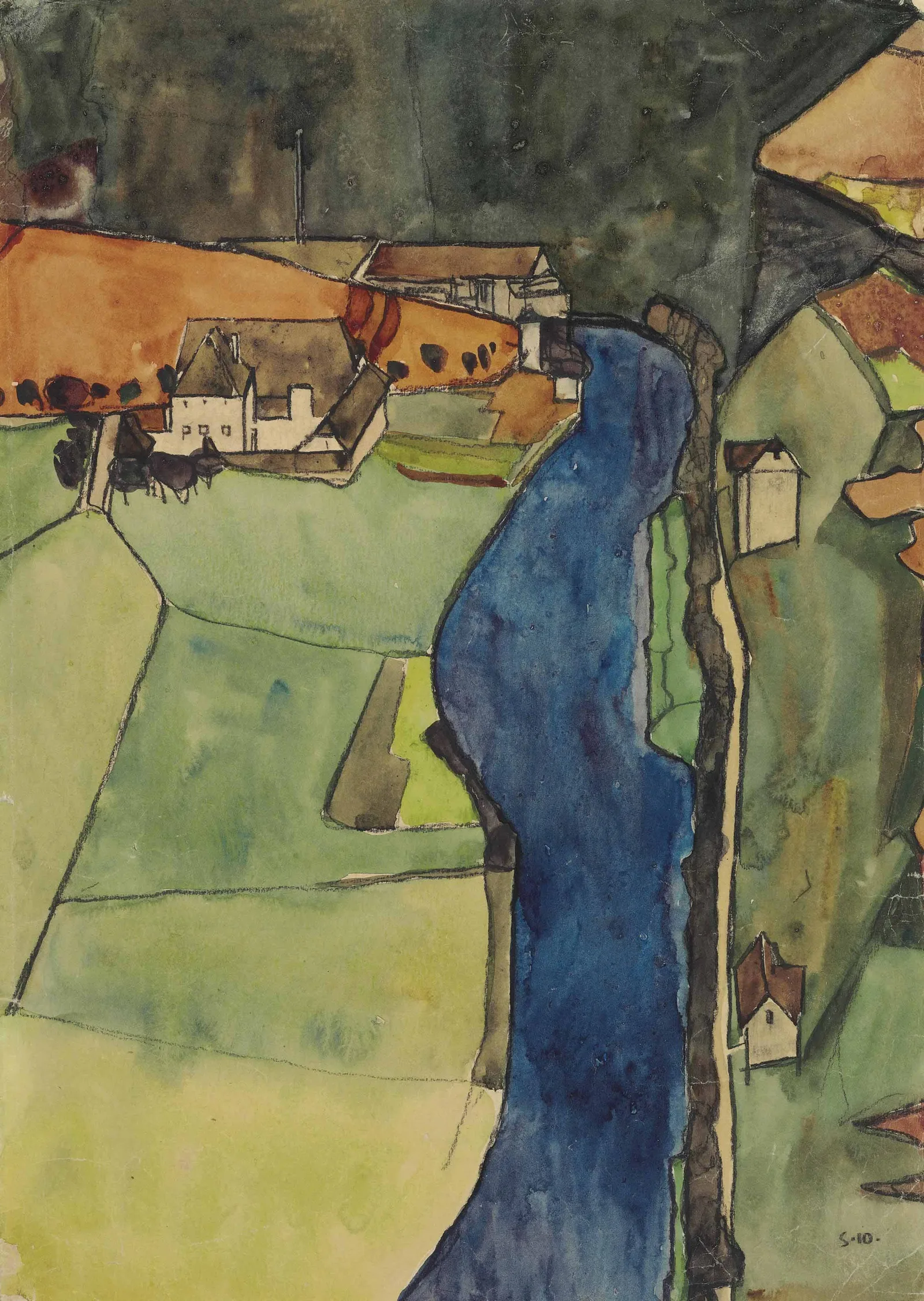 Stadt am blauen Fluss (Krumau), Egon Schiele