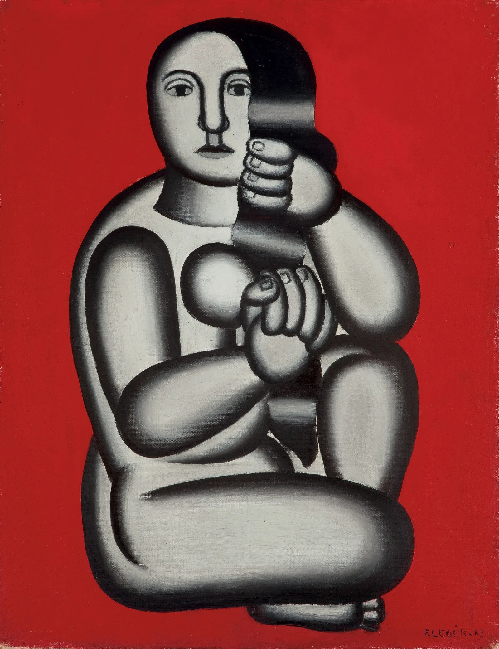Femme sur fond rouge, femme assise, Fernand Léger