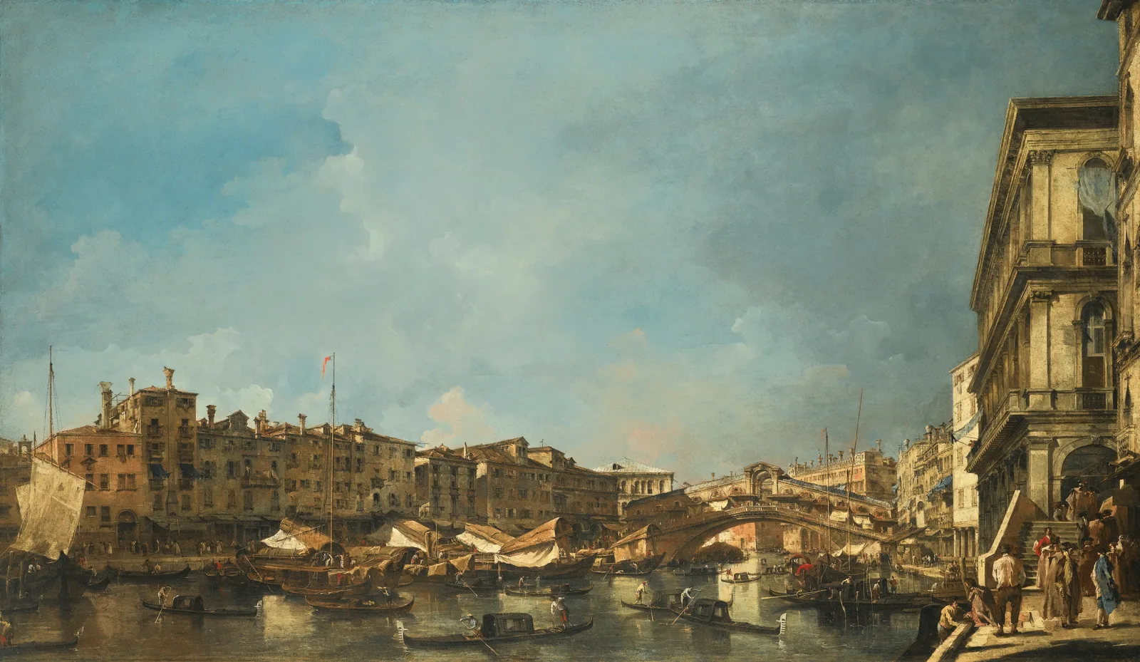 Venice, a view of the Rialto Bridge, looking north, from the Fondamenta del Carbon, Francesco Guardi