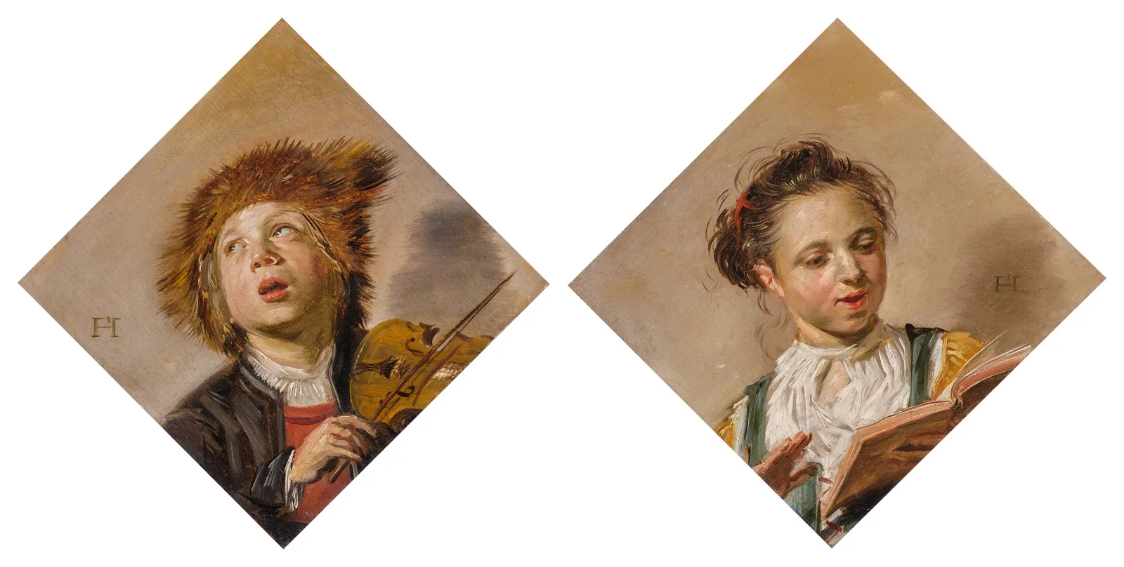 Boy, possibly Frans Hals II, playing the violin; Girl, possibly Sara Hals, singing, Frans Hals