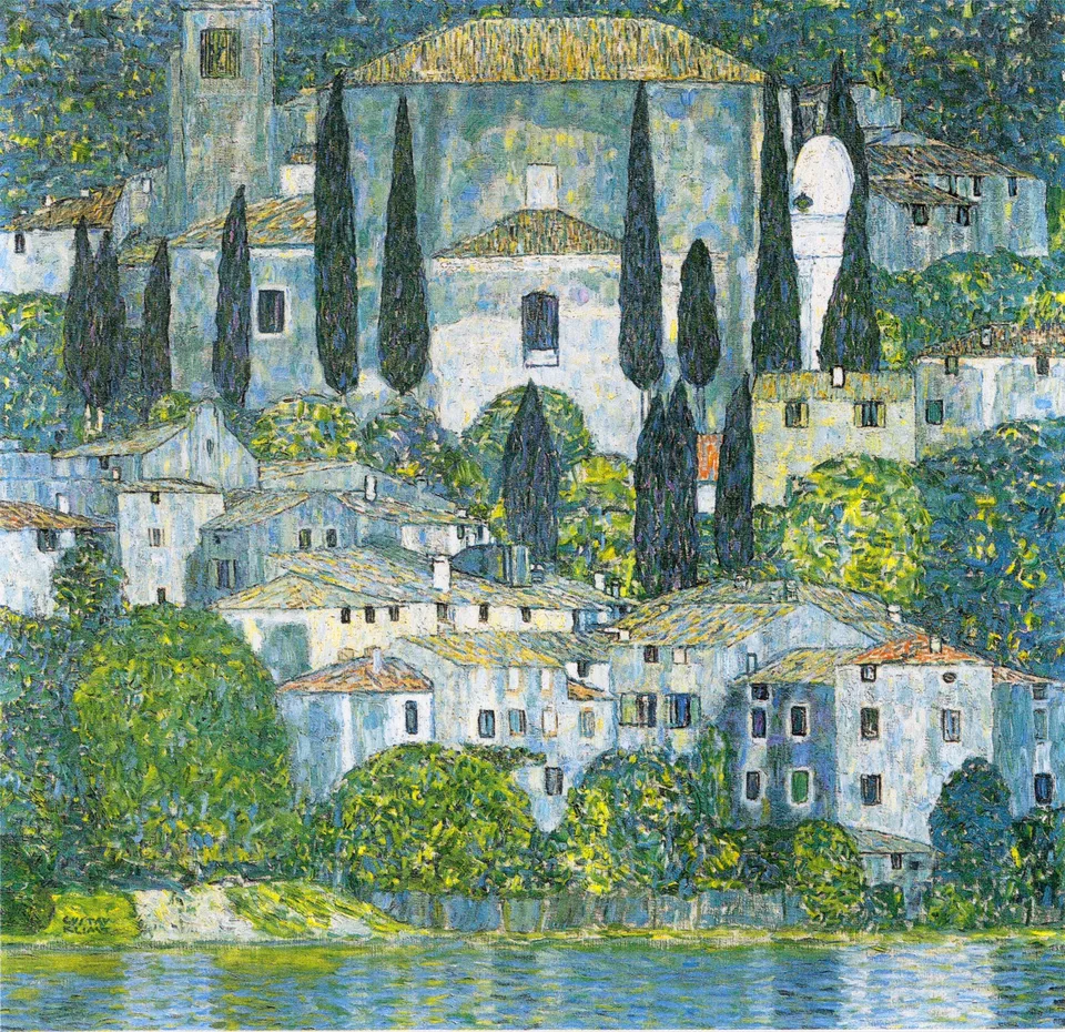 Kirche in Cassone (Landschaft mit Zypressen), Gustav Klimt