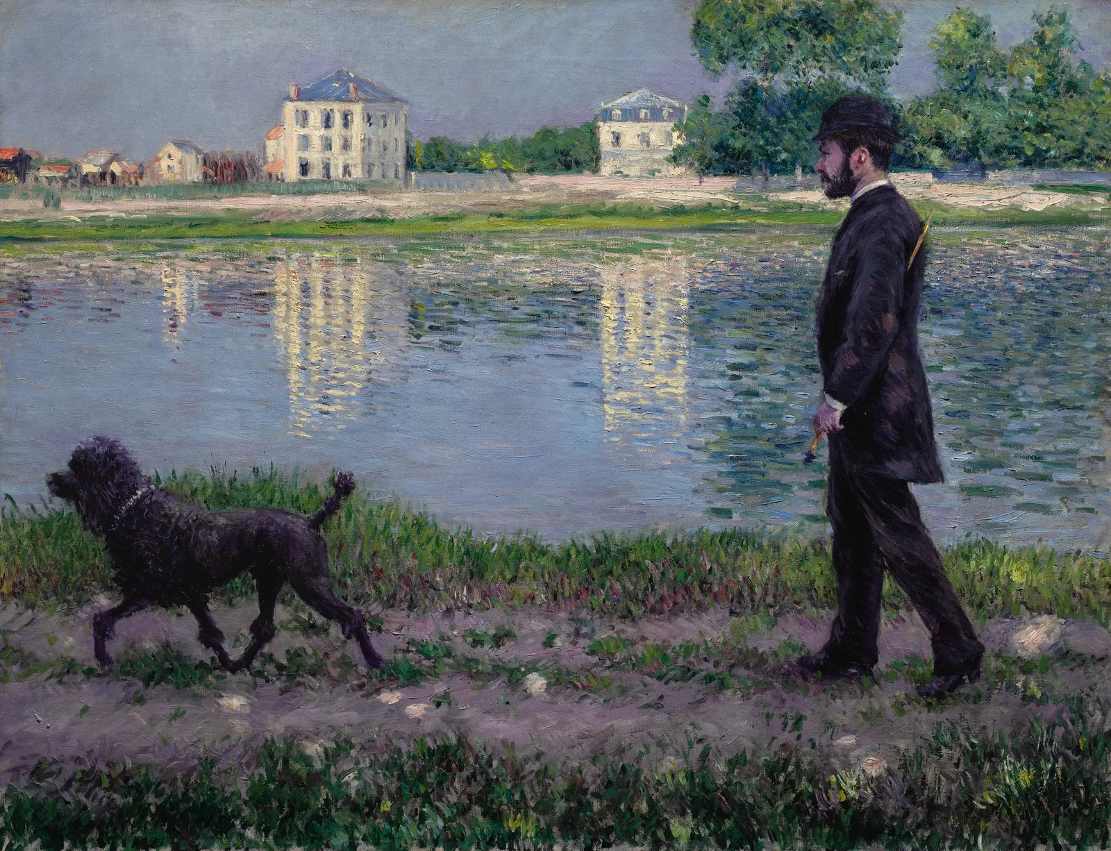 Richard Gallo et son chien Dick, au Petit-Gennevilliers, Gustave Caillebotte