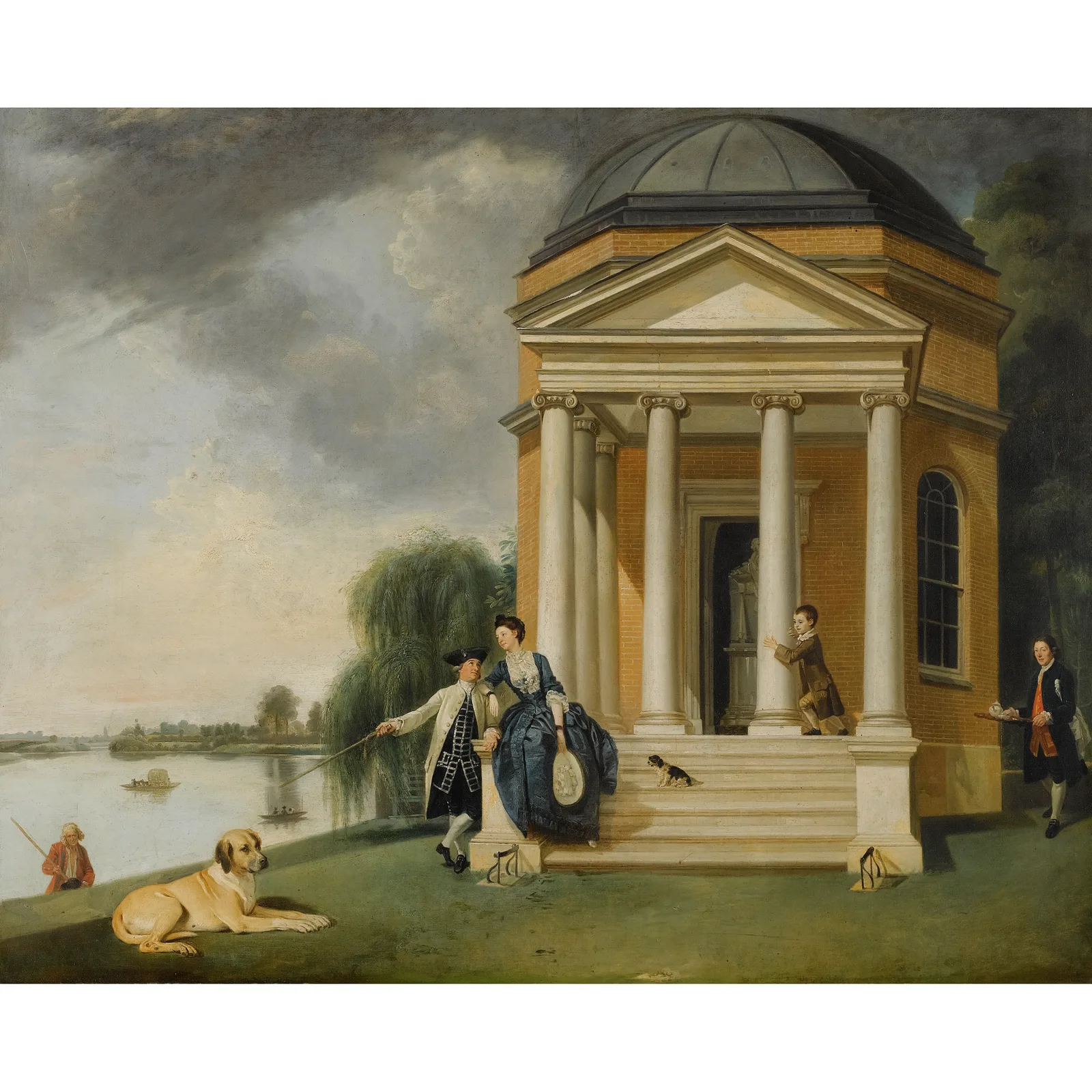 The Garden at Hampton House, with Mr and Mrs David Garrick taking tea; and The Shakespeare Temple at Hampton House (pair), Johan Zoffany