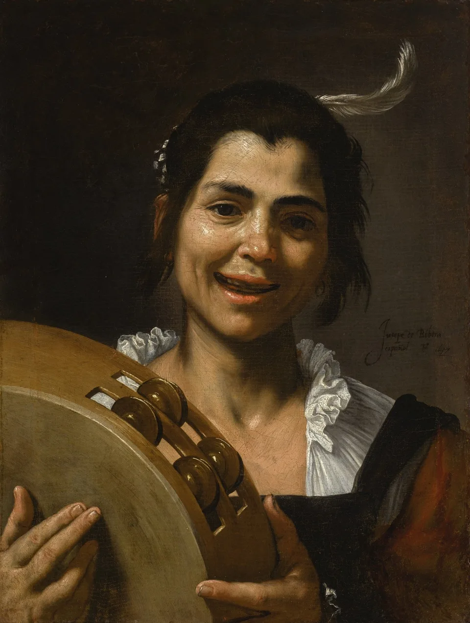 A Girl with a Tambourine (The Sense of Hearing), Jusepe de Ribera