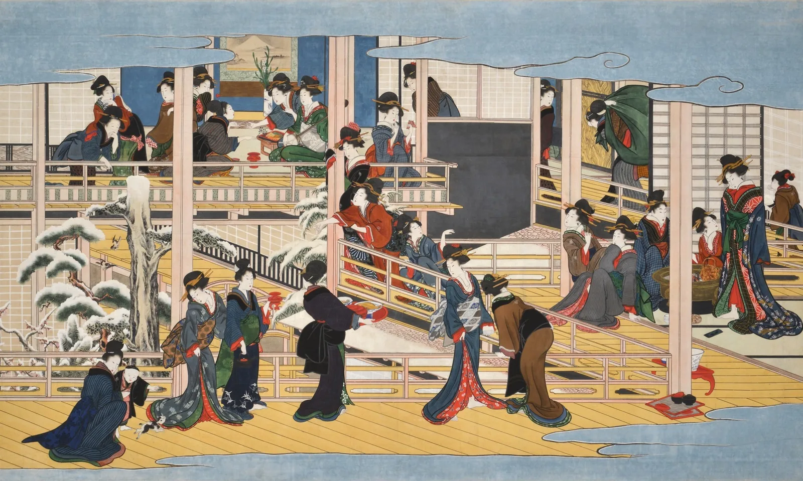 Fukagawa in Snow (Fukagawa no yuki), Kitagawa Utamaro