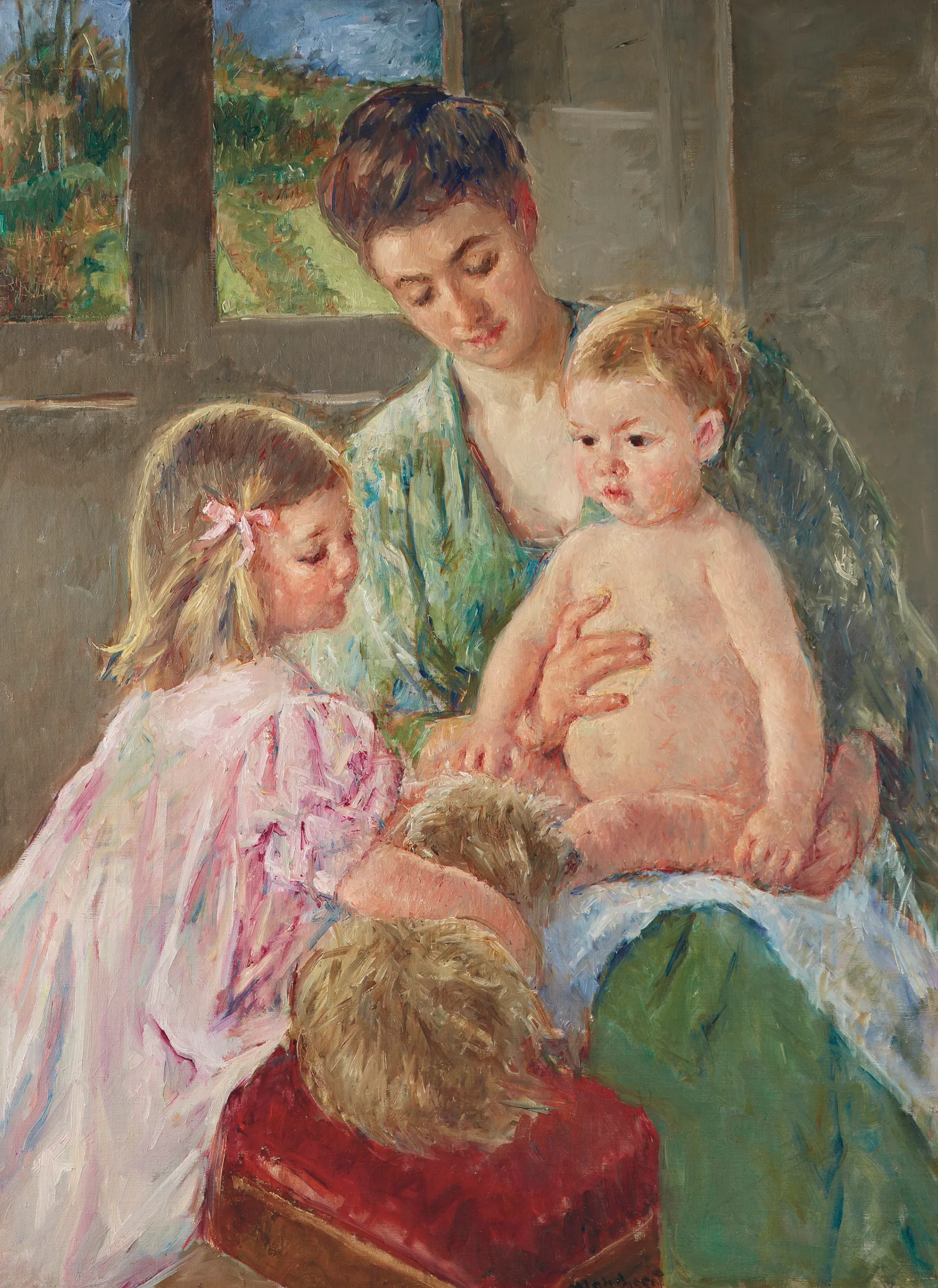 Children Playing with a Dog, Mary Cassatt