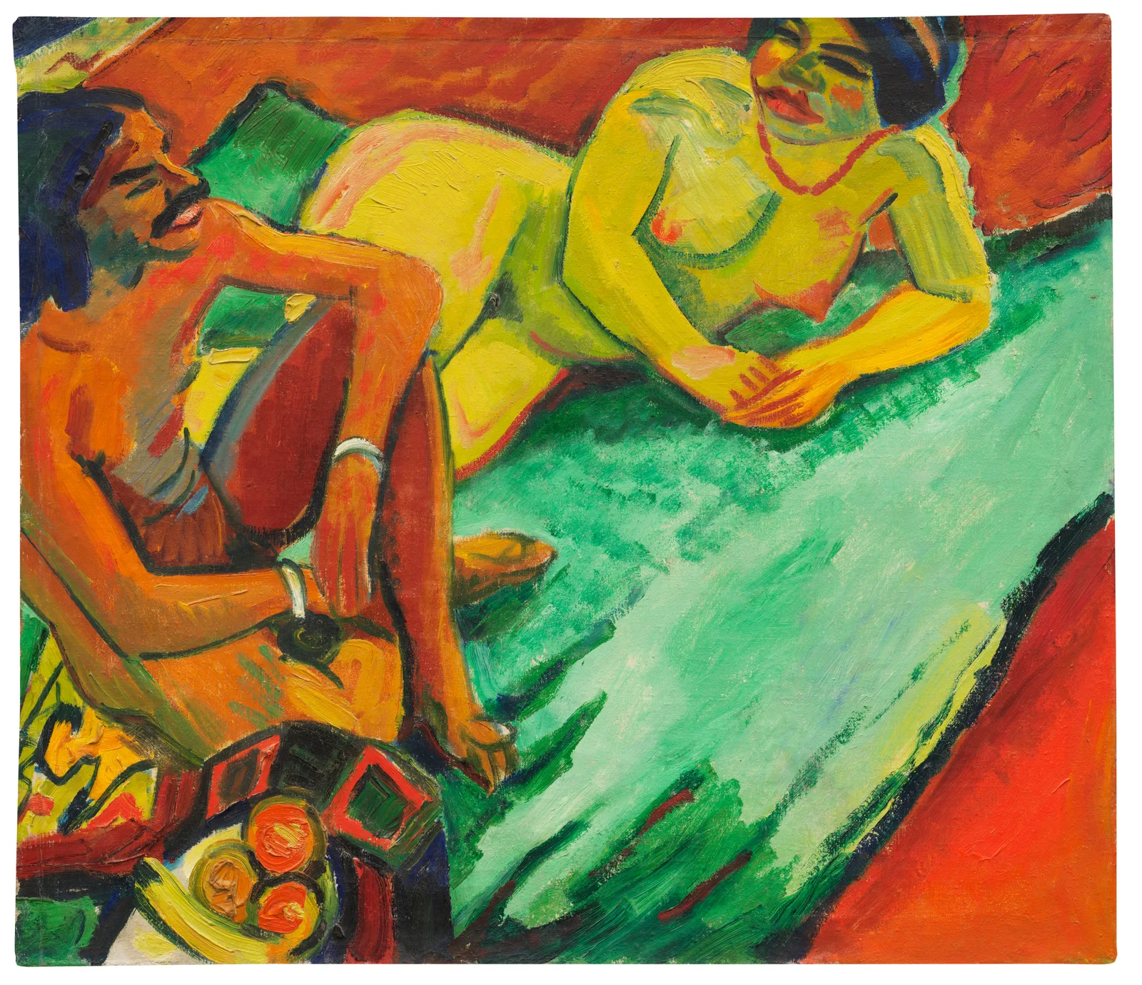 Inder und Frauenakt / Früchte (Rückseite), Max Pechstein