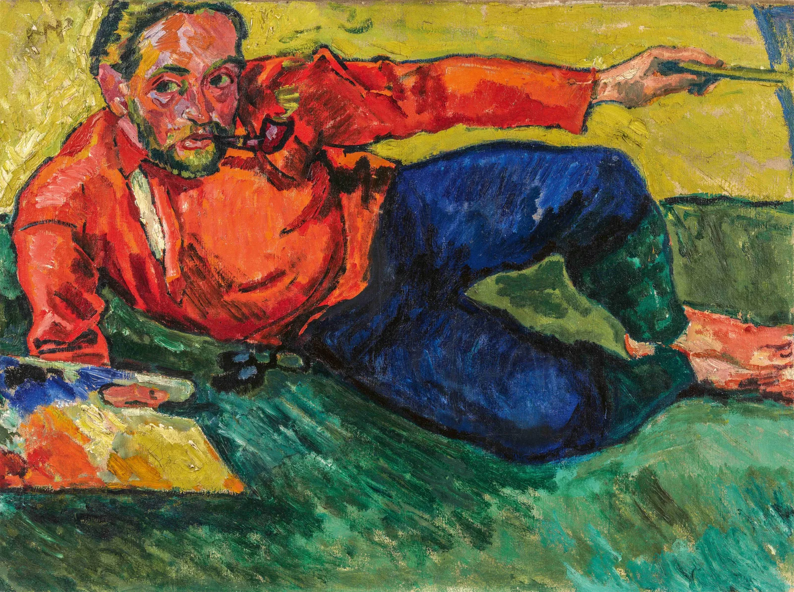 Selbstbildnis, liegend, Max Pechstein