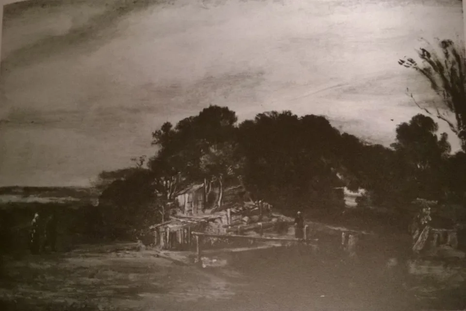Landscape with Cottages, Rembrandt van Rijn