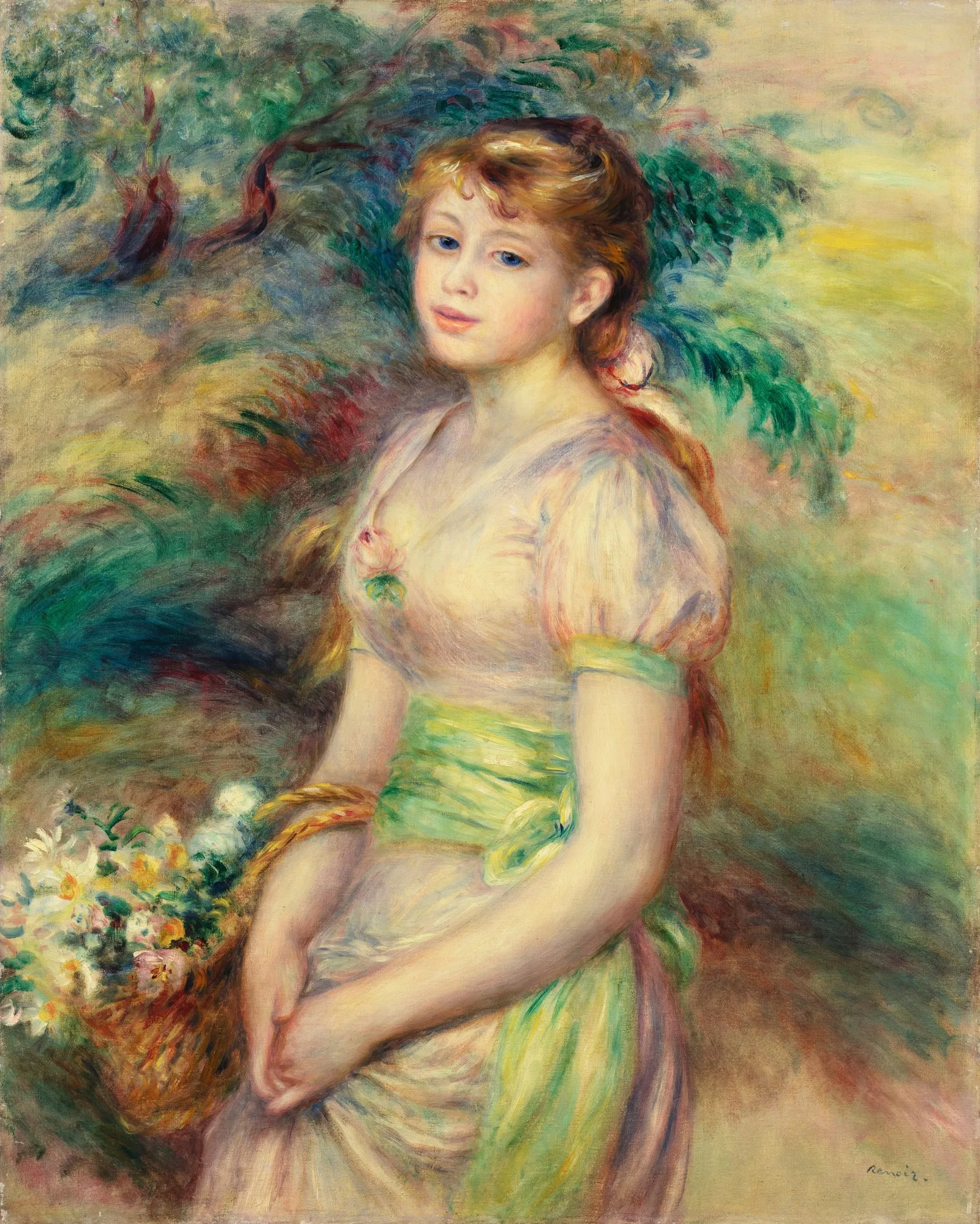 Jeune fille à la corbeille de fleurs, Pierre-Auguste Renoir