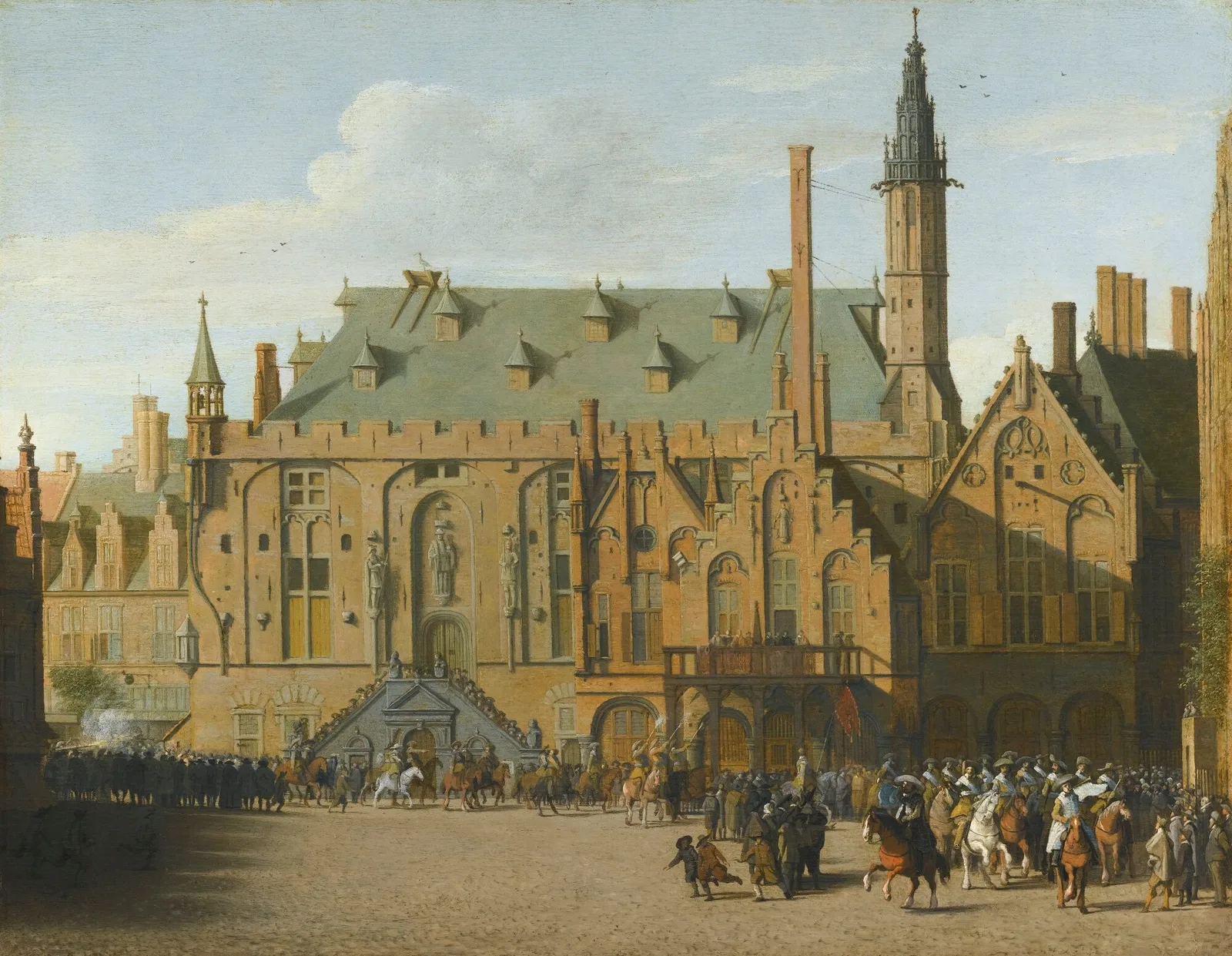 The Town Hall at Haarlem with the Entry of Prince Maurits to Replace the Governors in 1618, Pieter Jansz. Saenredam