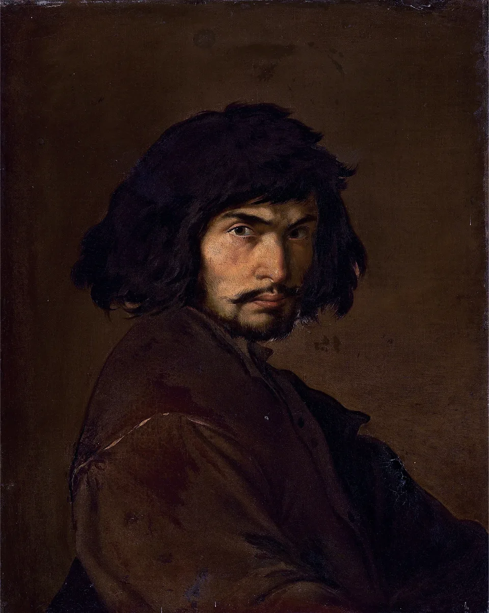 Portrait of the artist, half-length, in a brown doublet, Salvator Rosa