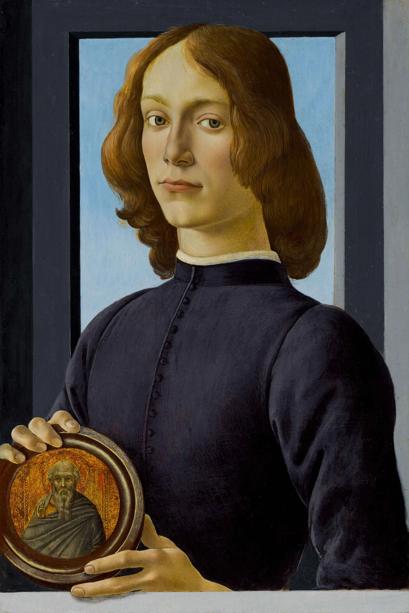 Portrait of a Young Man holding a Roundel, Sandro Botticelli