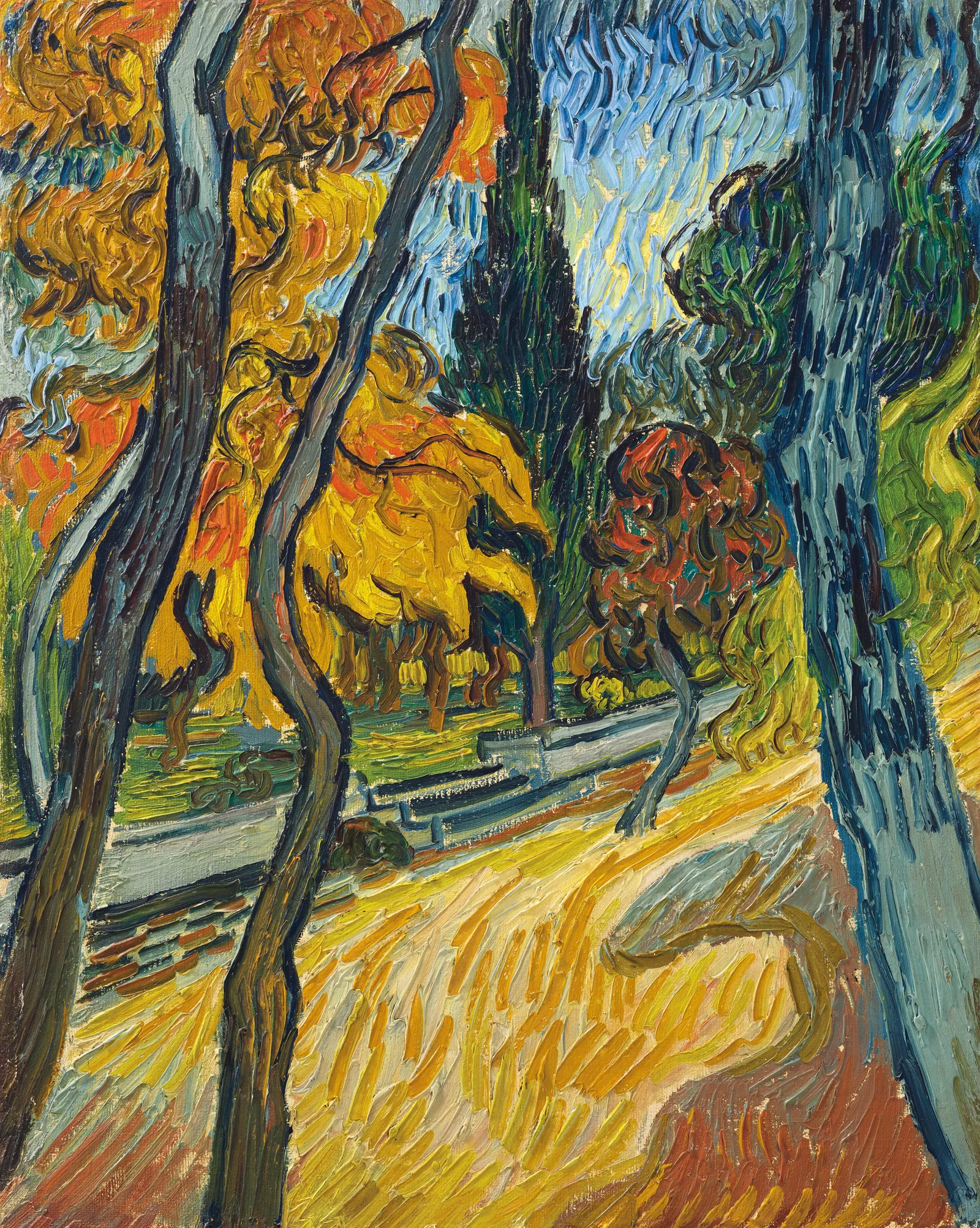 Arbres dans le jardin de l'asile, Vincent van Gogh