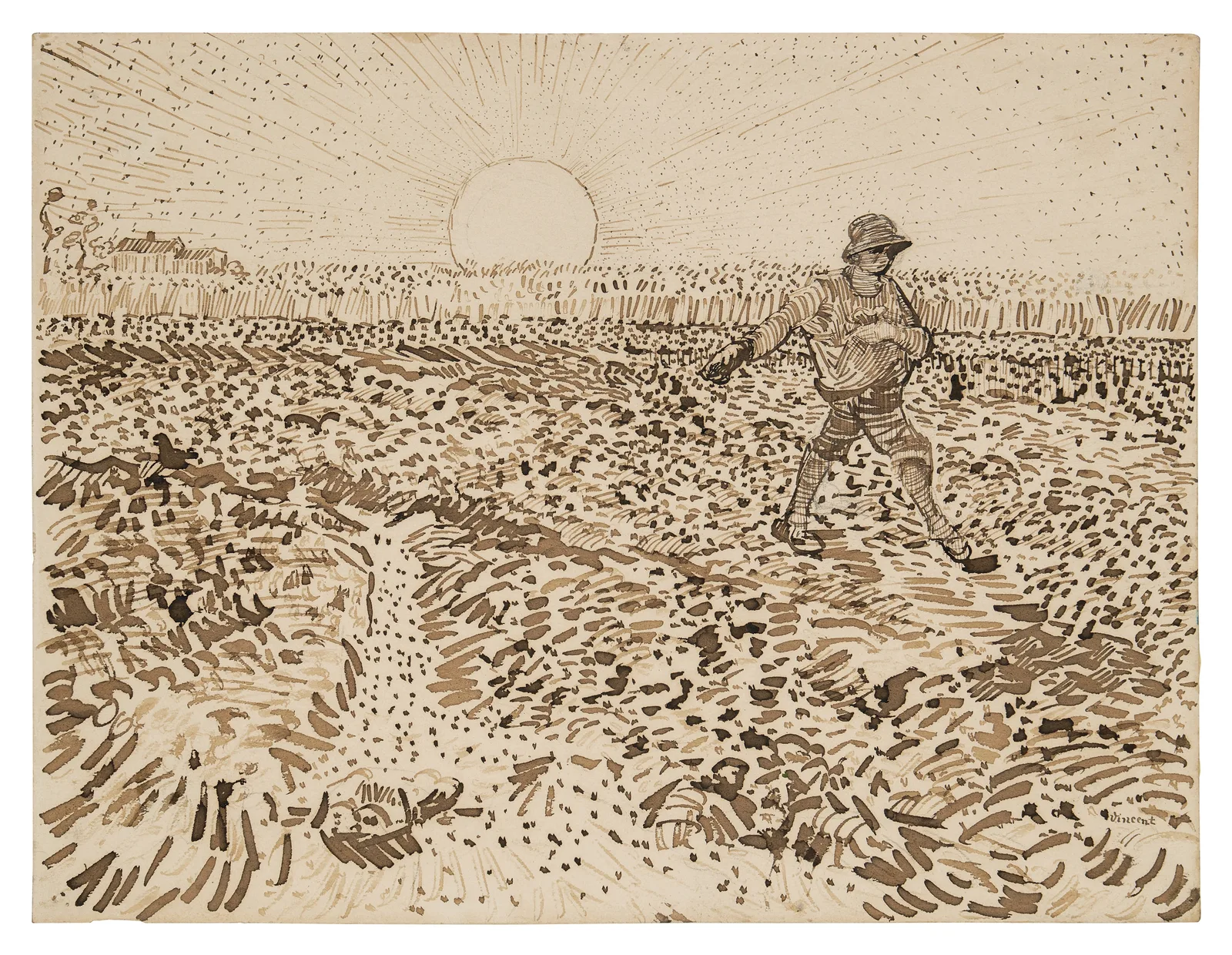 Le Semeur dans un champ de blé au soleil couchant (The Sower in a Wheat Field at Sunset), Vincent van Gogh