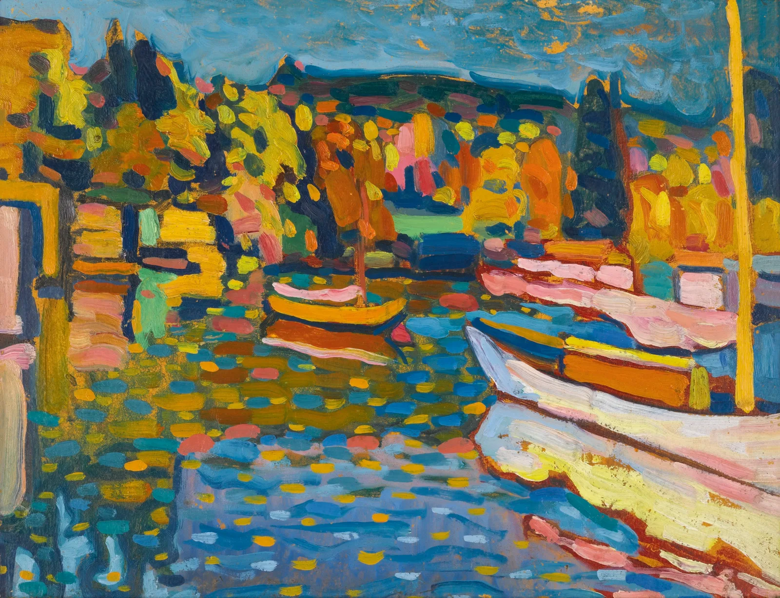 Studie für Herbstlandschaft mit Booten (Study for Autumn Landscape with Boats), Wassily Kandinsky