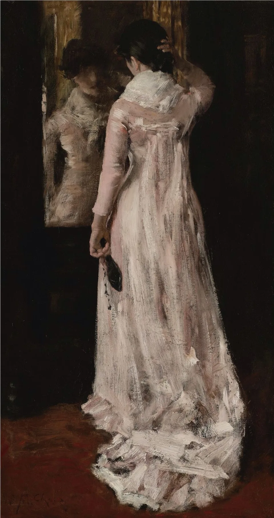 I Think I Am Ready Now (The Mirror, The Pink Dress), William Merritt Chase