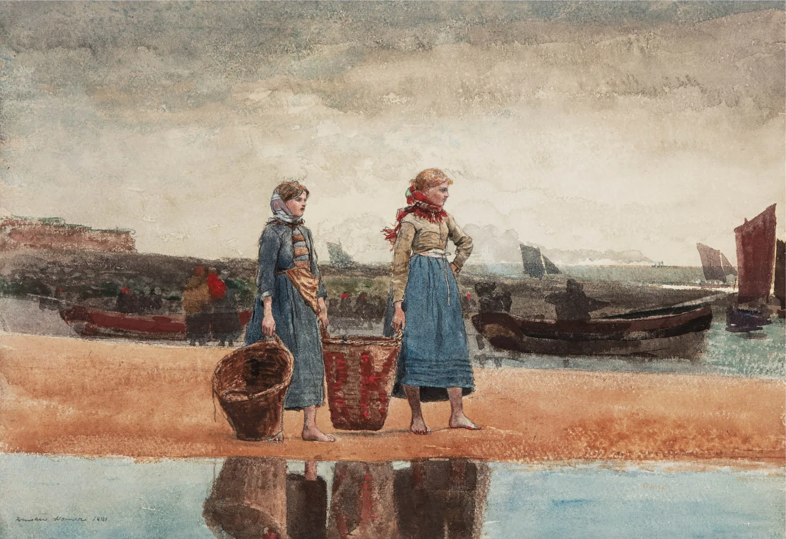 Two Girls on the Beach, Tynemouth, Winslow Homer