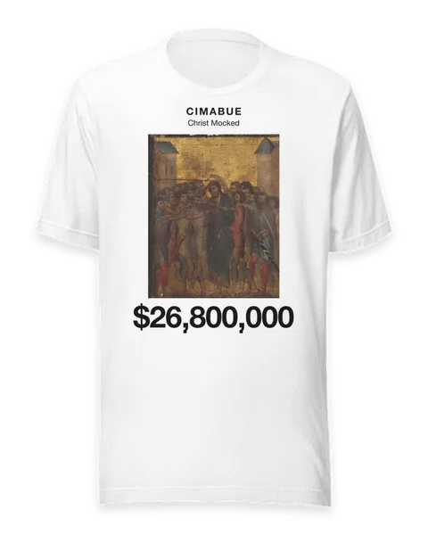 Christ Mocked by Cimabue, on a white t-shirt