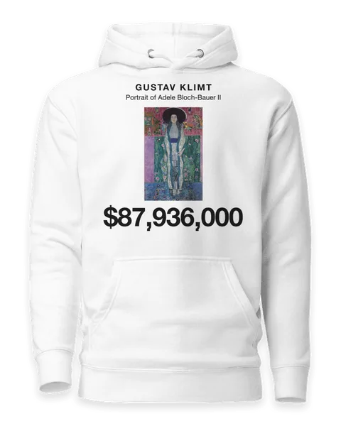 Portrait of Adele Bloch-Bauer II by Gustav Klimt, on a white hoodie