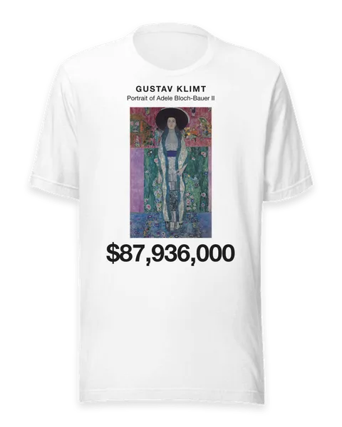 Portrait of Adele Bloch-Bauer II by Gustav Klimt, on a white t-shirt