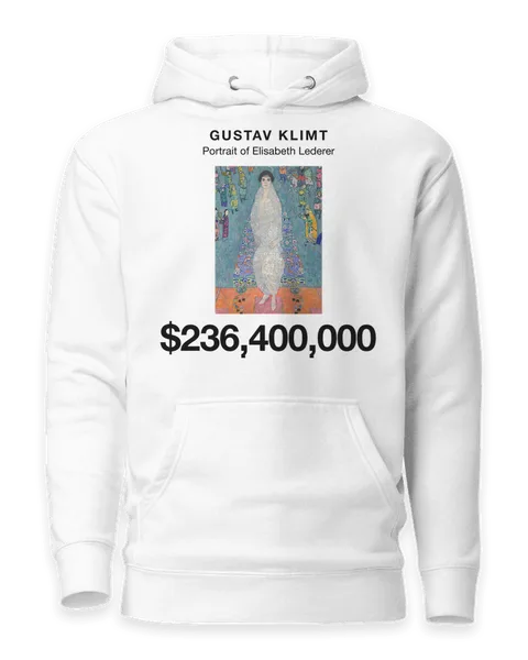 Portrait of Elisabeth Lederer by Gustav Klimt, on a white hoodie