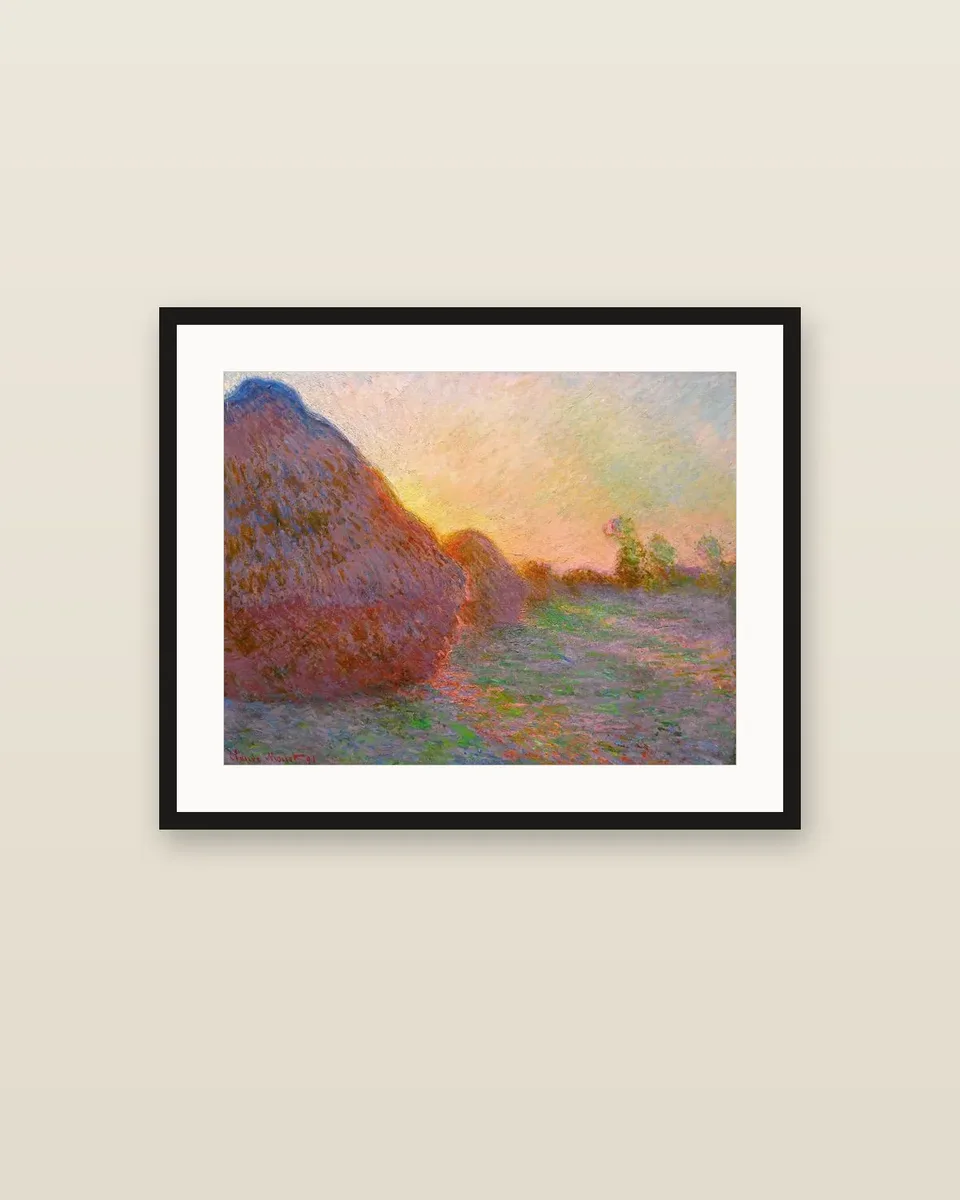Grainstacks by Claude Monet, framed