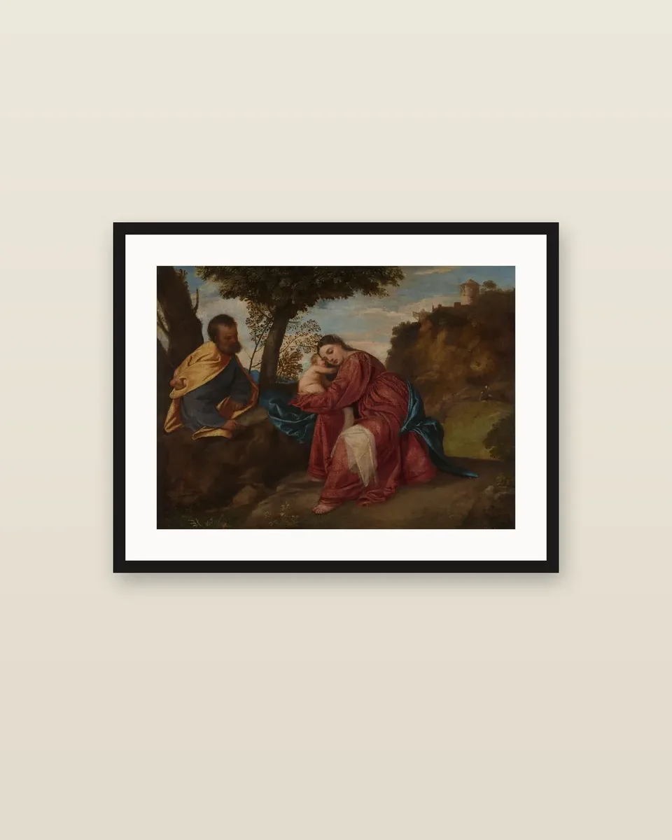 The Rest on the Flight into Egypt by Titian, framed