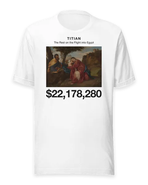 The Rest on the Flight into Egypt by Titian, on a white t-shirt