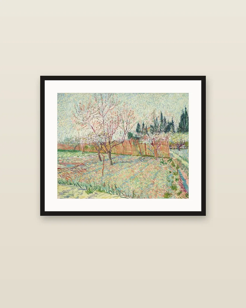 Orchard with Cypresses by Vincent van Gogh, framed